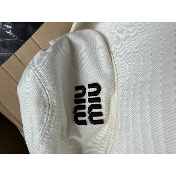 Miu Miu White Drill Bucket Cowboy Hat